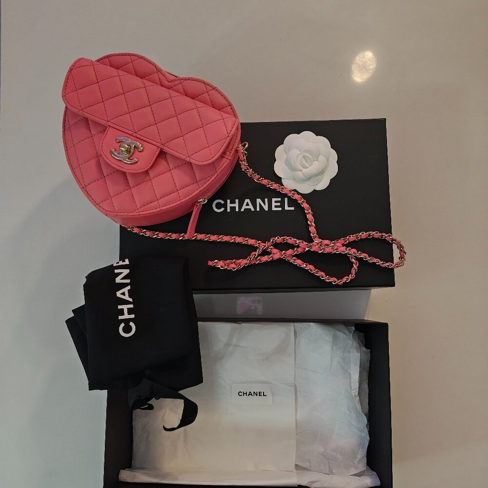 Chanel Heart Bag Large Size Barbie Pink Light Gold Hardware